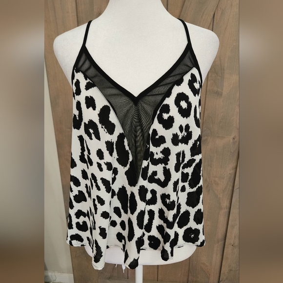 EXPRESS Cheetah Print/mesh Camisole In Black/white. Size XS - Picture 7 of 9
